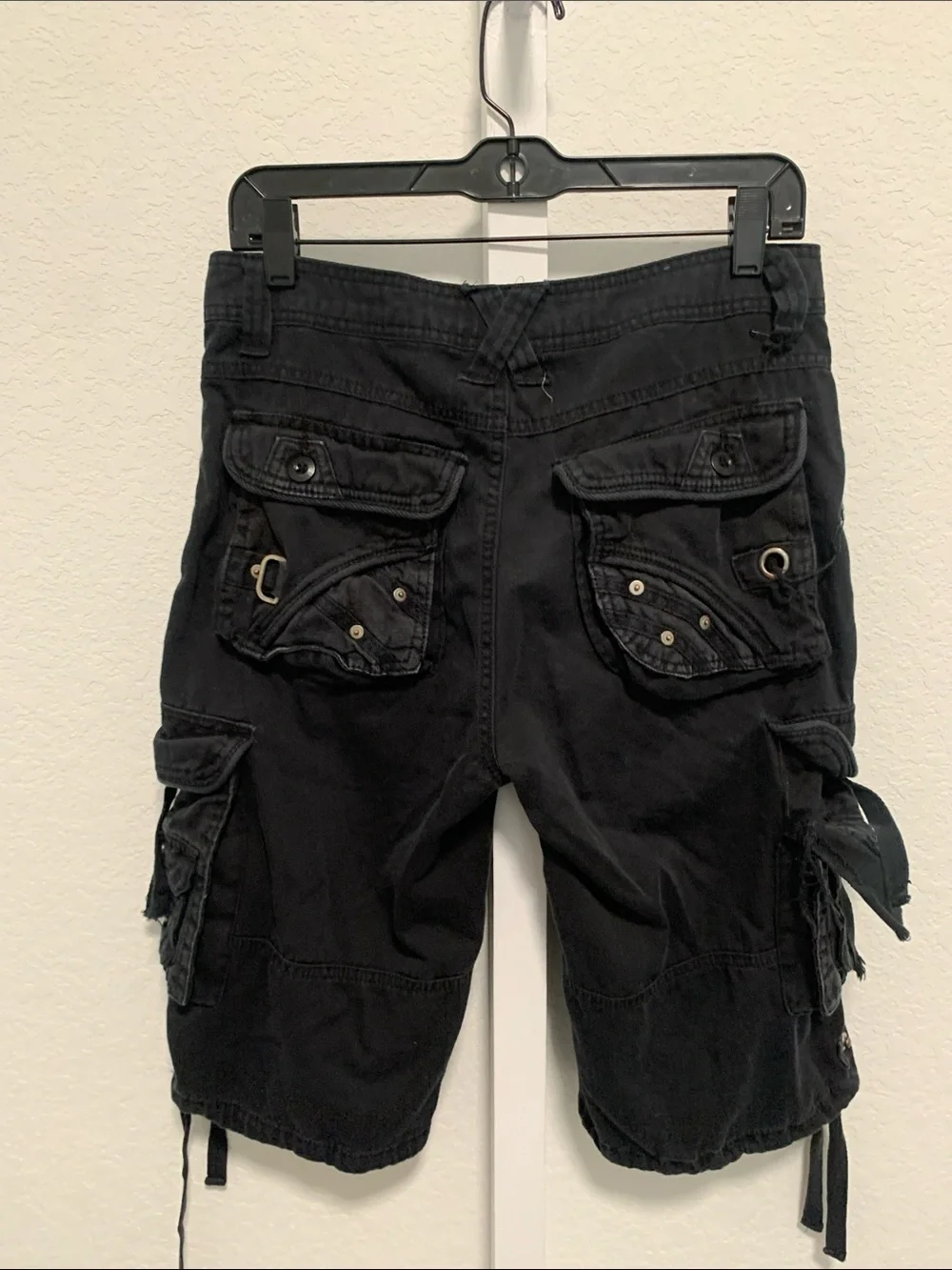 Y2K Request Jeans Black Cargo Utility Goth Shorts